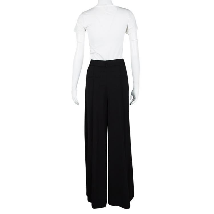 Pre Owned Givenchy Black High Waist Wide Leg Trousers M