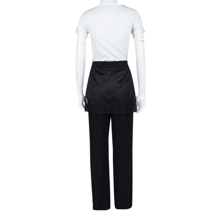Pre Owned Givenchy Black Lace Trim Skirt Detail Trousers M