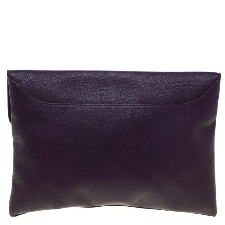 Pre Owned Givenchy Purple Leather Medium Antigona Envelope Clutch