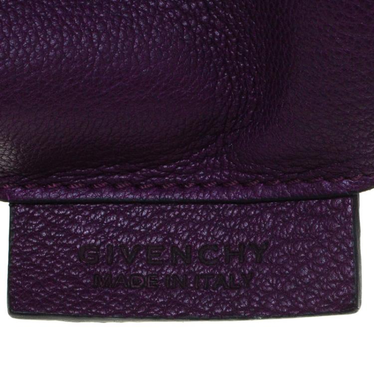 Pre Owned Givenchy Purple Leather Medium Antigona Envelope Clutch