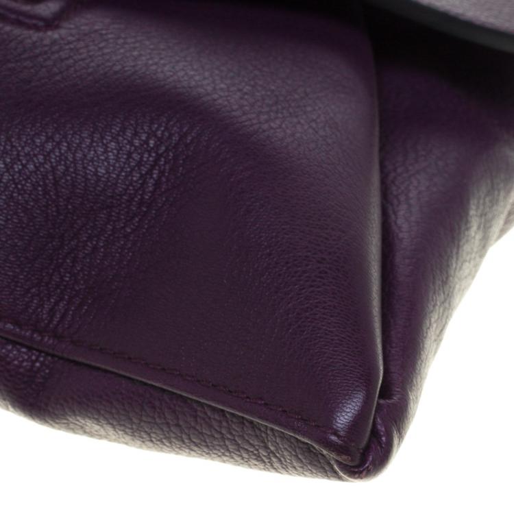 Pre Owned Givenchy Purple Leather Medium Antigona Envelope Clutch