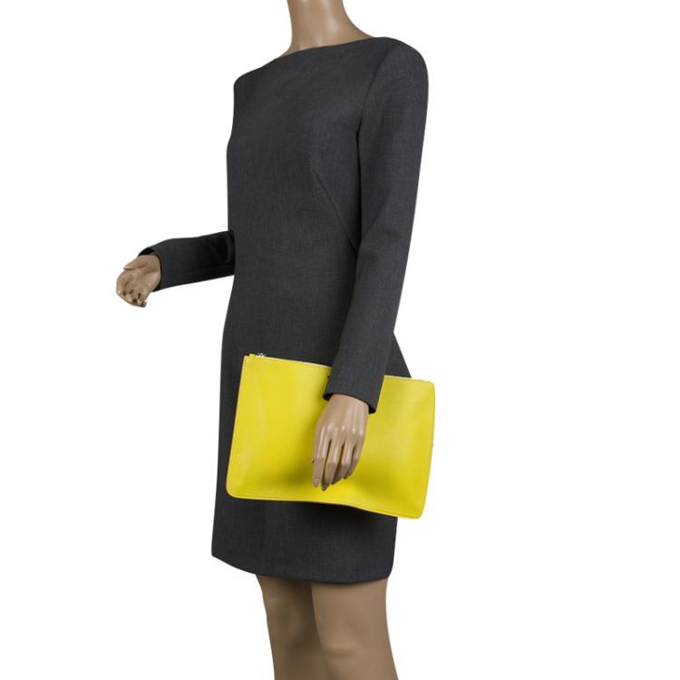 Pre Owned Givenchy Yellow Leather Pouch