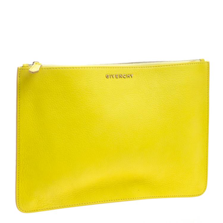 Pre Owned Givenchy Yellow Leather Pouch