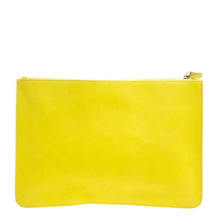 Pre Owned Givenchy Yellow Leather Pouch