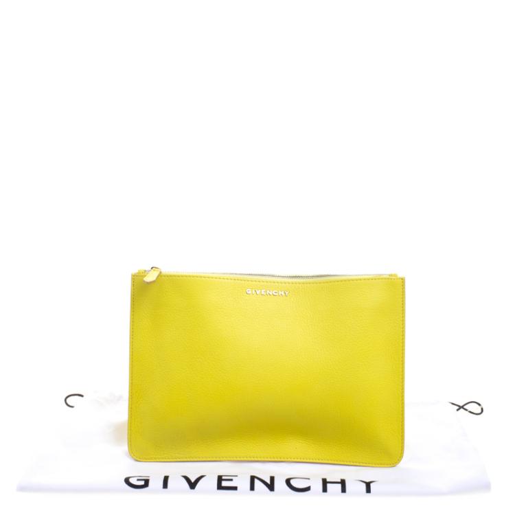 Pre Owned Givenchy Yellow Leather Pouch