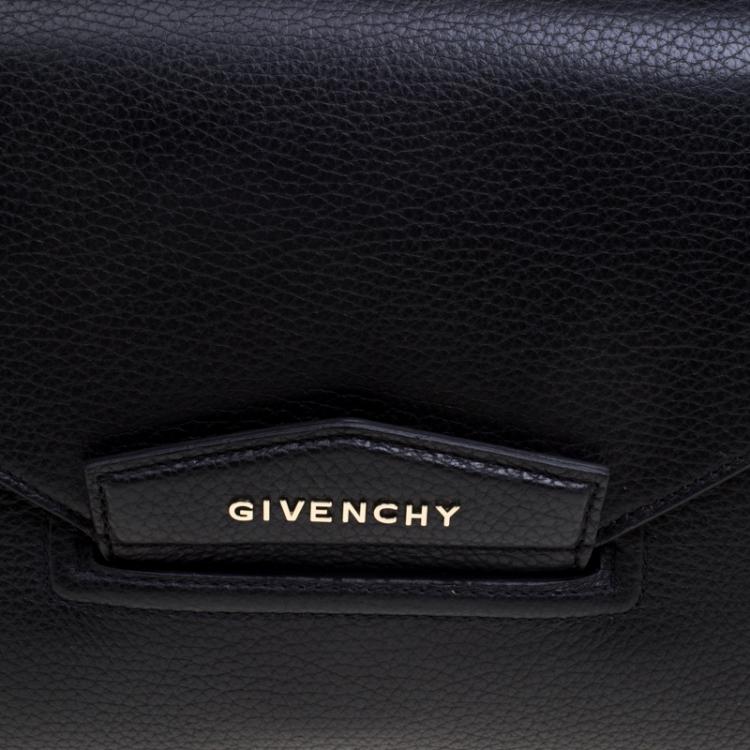Pre Owned Givenchy Black Leather Medium Antigona Envelope Clutch