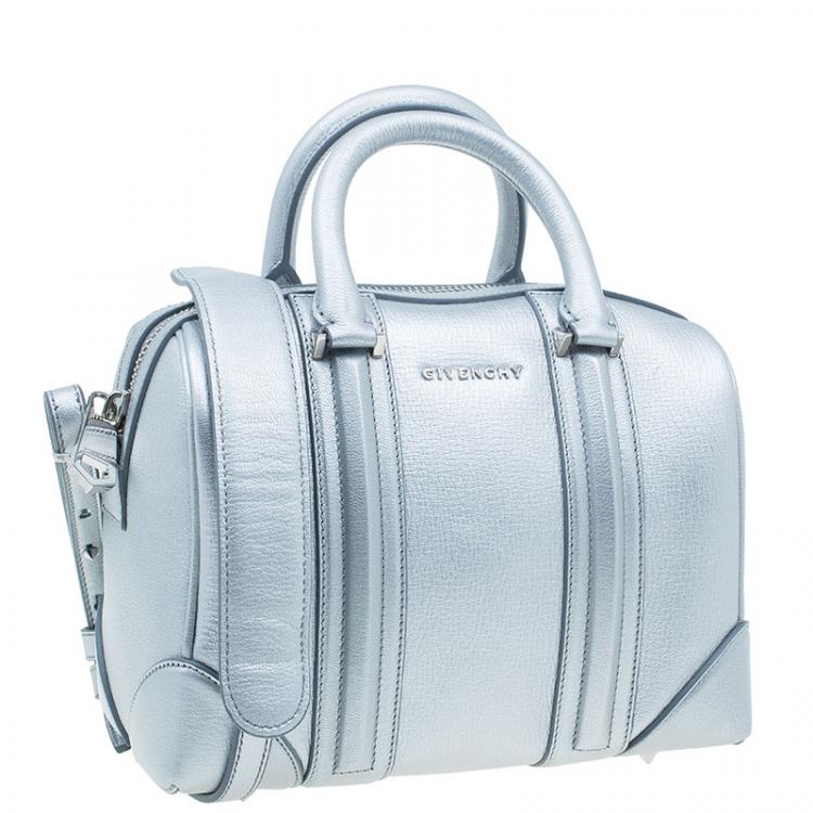 Pre Owned Givenchy Silver Leather Mini Lucrezia Duffel Bag