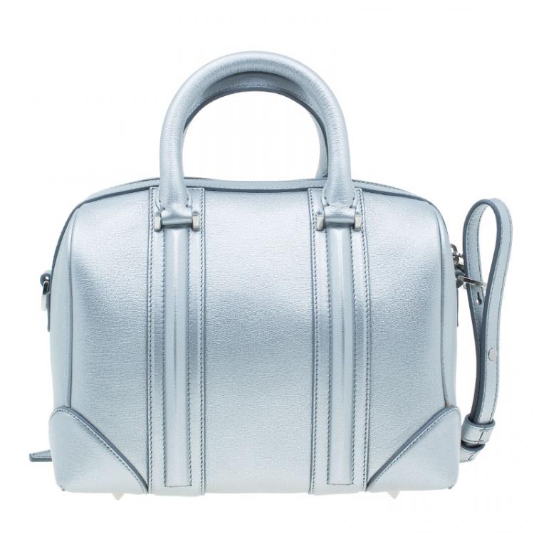 Pre Owned Givenchy Silver Leather Mini Lucrezia Duffel Bag