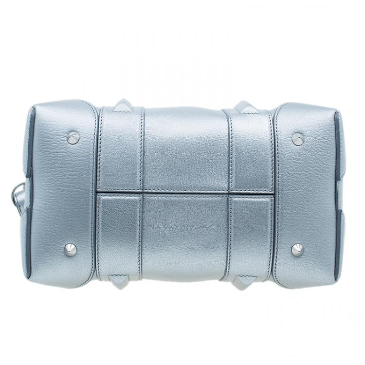 Pre Owned Givenchy Silver Leather Mini Lucrezia Duffel Bag