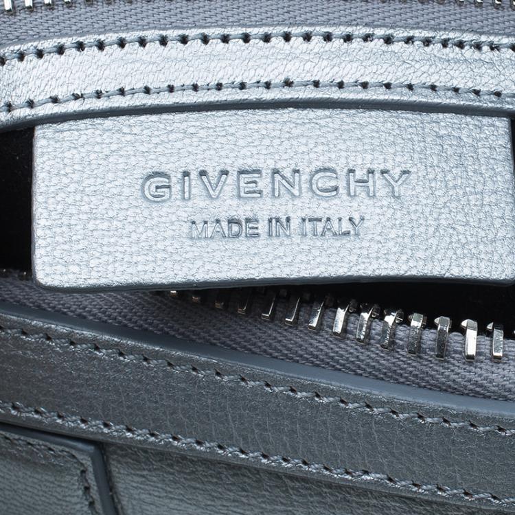 Pre Owned Givenchy Silver Leather Mini Lucrezia Duffel Bag