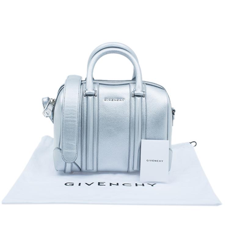 Pre Owned Givenchy Silver Leather Mini Lucrezia Duffel Bag