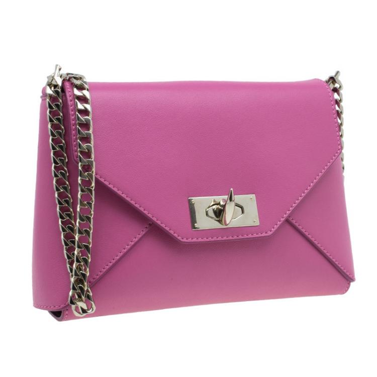 Pre Owned Givenchy Pink Leather Medium Shark Corssbody Bag