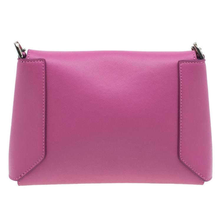 Pre Owned Givenchy Pink Leather Medium Shark Corssbody Bag