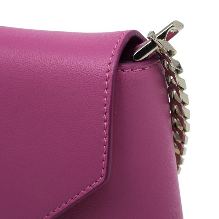 Pre Owned Givenchy Pink Leather Medium Shark Corssbody Bag