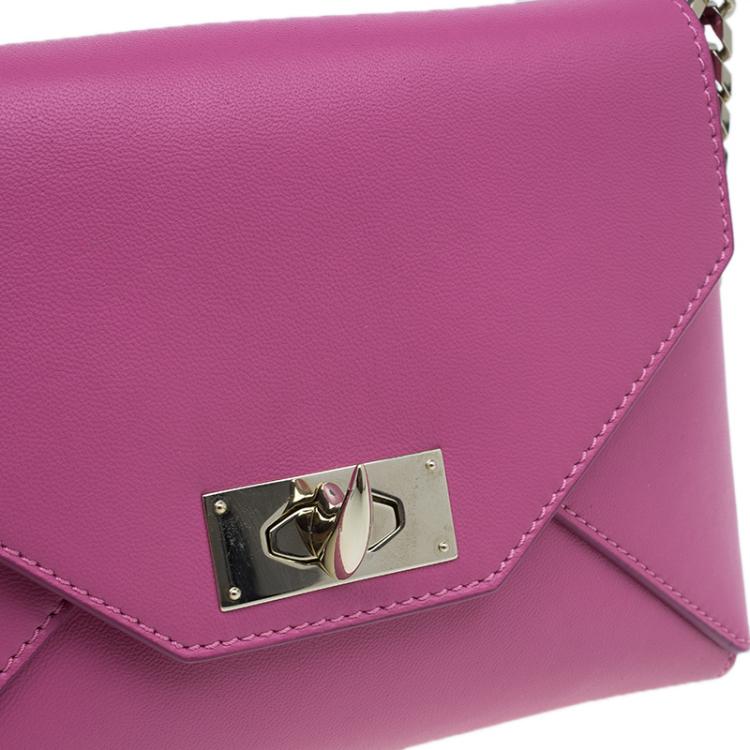 Pre Owned Givenchy Pink Leather Medium Shark Corssbody Bag