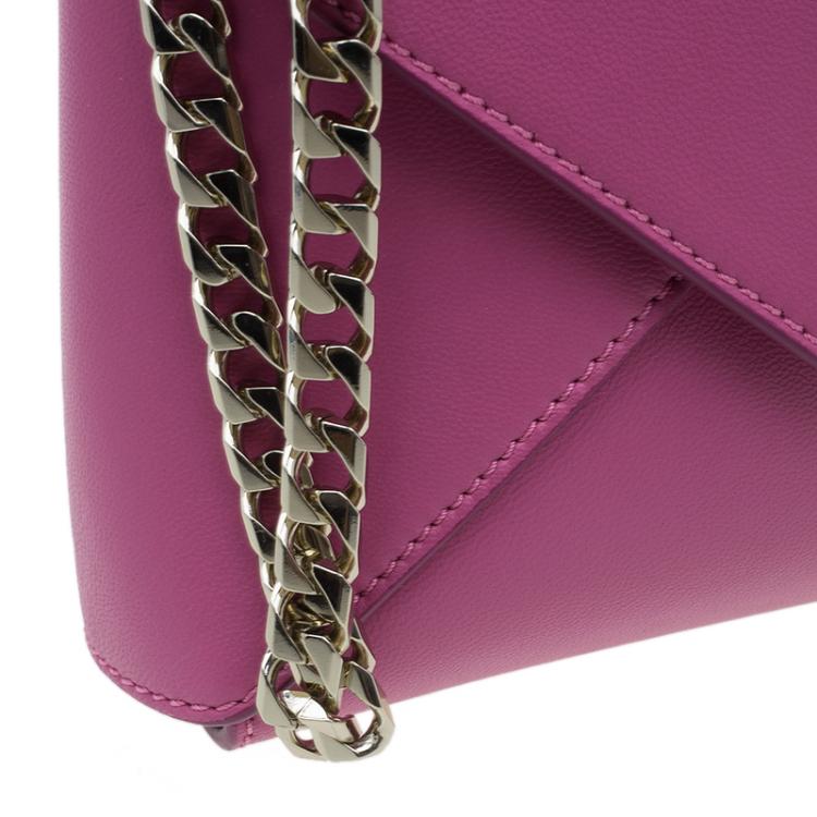Pre Owned Givenchy Pink Leather Medium Shark Corssbody Bag