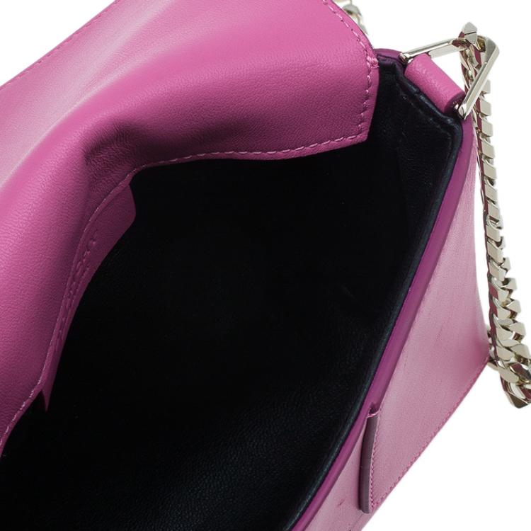 Pre Owned Givenchy Pink Leather Medium Shark Corssbody Bag