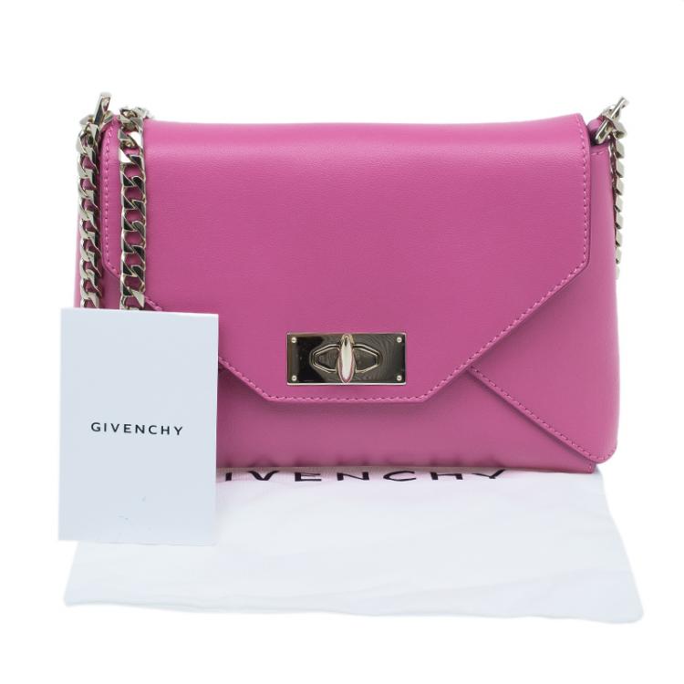 Pre Owned Givenchy Pink Leather Medium Shark Corssbody Bag