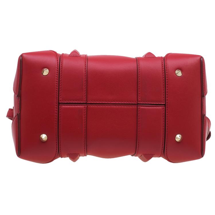 Pre Owned Givenchy Red Leather Medium Lucrezia Duffle Bag