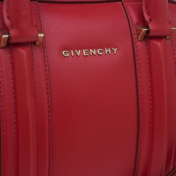 Pre Owned Givenchy Red Leather Medium Lucrezia Duffle Bag