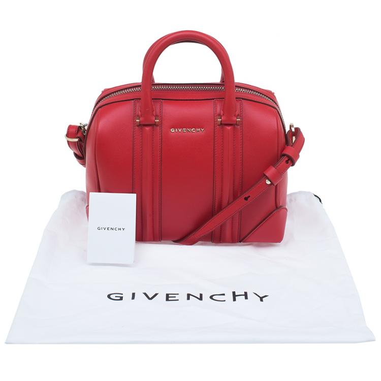 Pre Owned Givenchy Red Leather Medium Lucrezia Duffle Bag