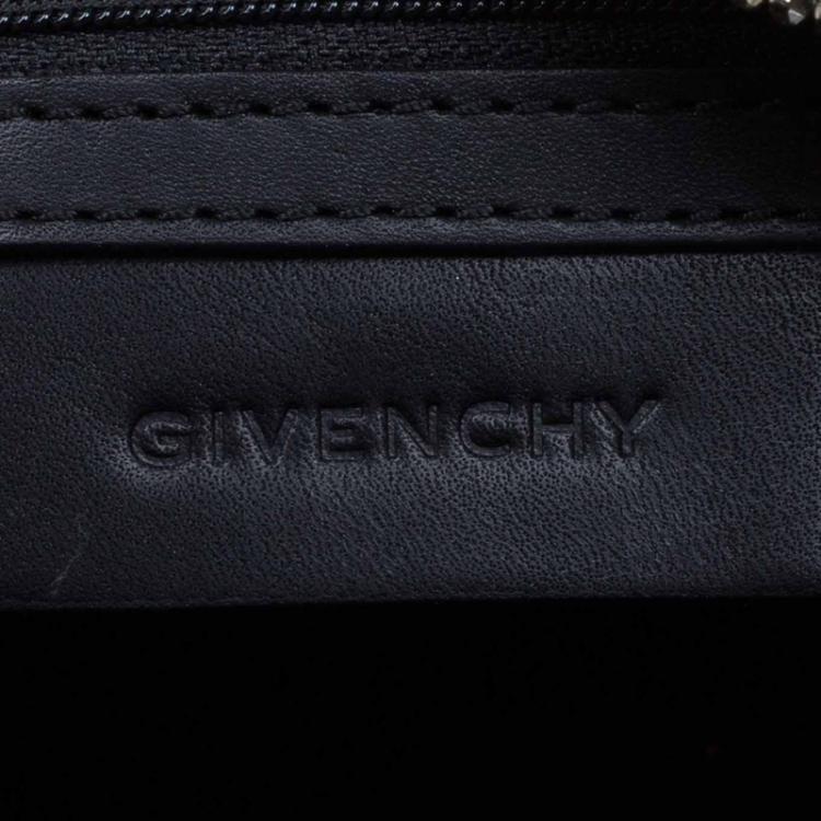 Pre Owned Givenchy Beige/Black Coated Canvas Logo Print Boston Bag