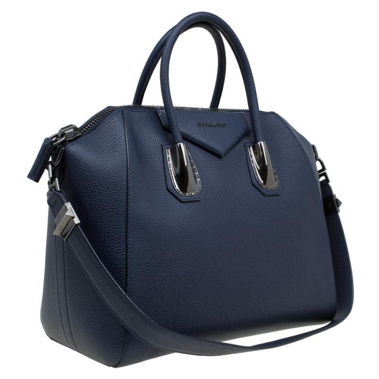 Pre Owned Givenchy Navy Leather Medium Antigona Satchel