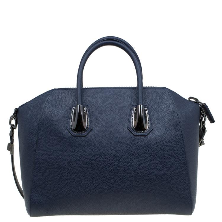 Pre Owned Givenchy Navy Leather Medium Antigona Satchel