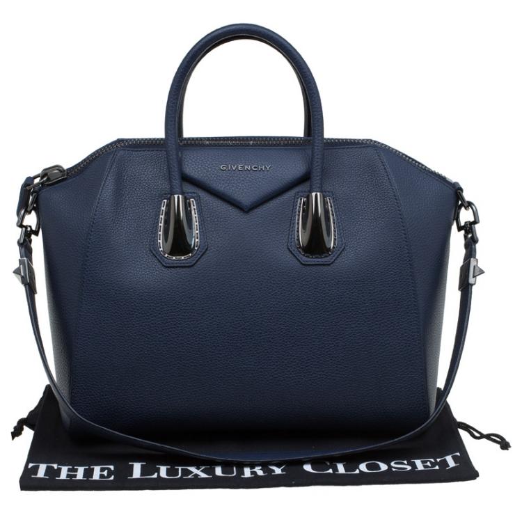 Pre Owned Givenchy Navy Leather Medium Antigona Satchel