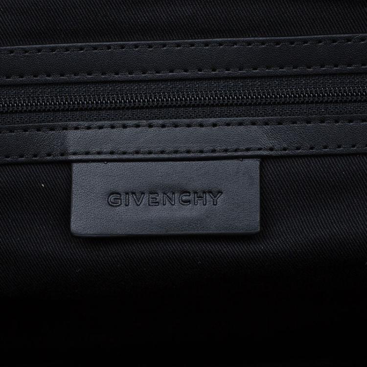 Pre Owned Givenchy Black/Off White Logo Print Coated Canvas Antigona Shopper Tote