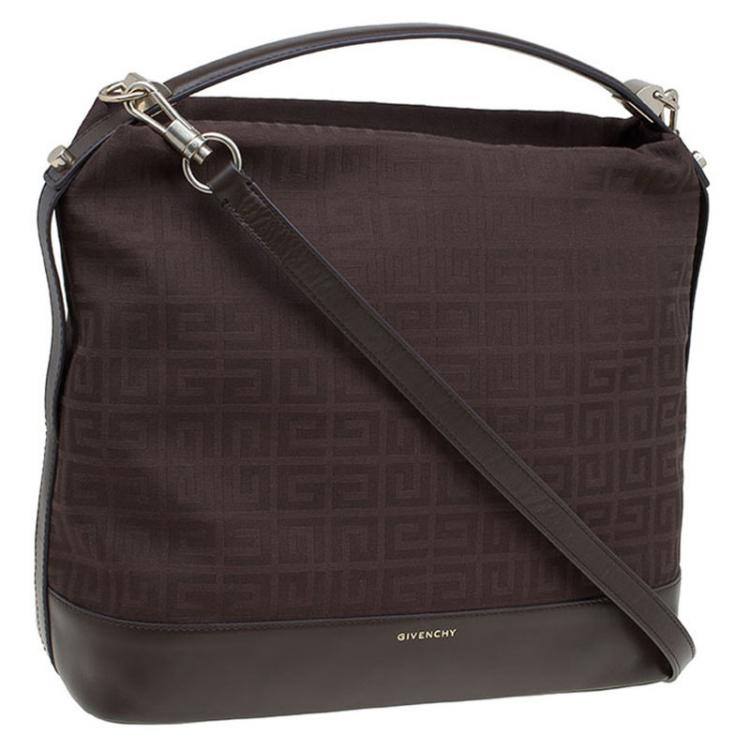 Pre Owned Givenchy Brown Canvas Large Logo Print Hobo