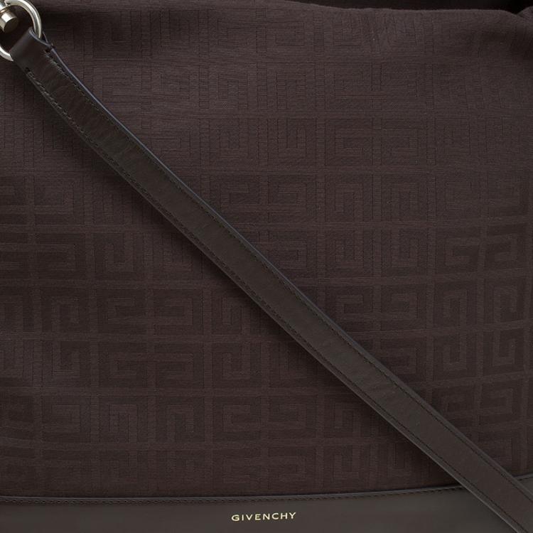 Pre Owned Givenchy Brown Canvas Large Logo Print Hobo