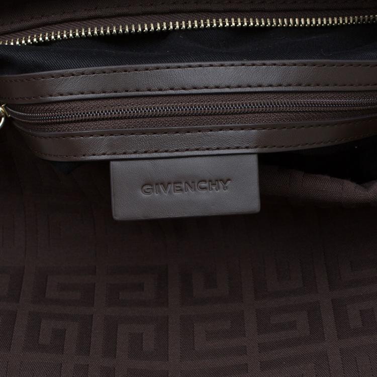 Pre Owned Givenchy Brown Canvas Large Logo Print Hobo