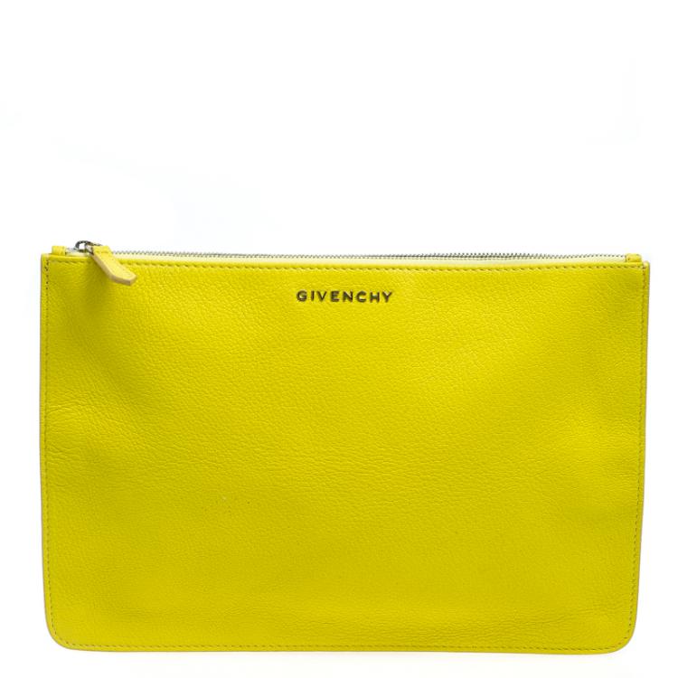 Pre Owned Givenchy Yellow Leather Pouch