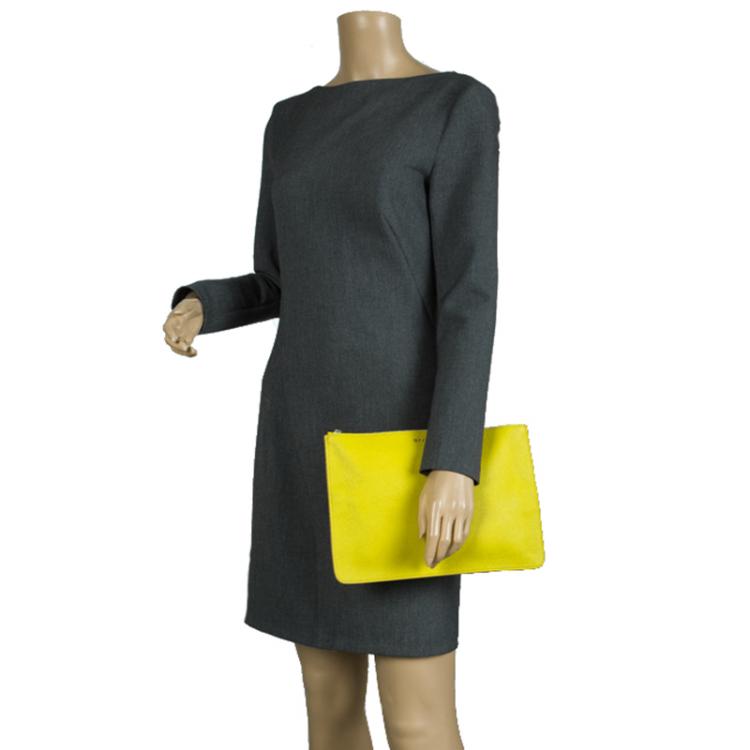 Pre Owned Givenchy Yellow Leather Pouch