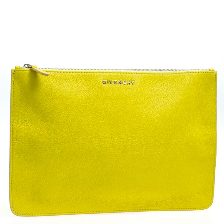 Pre Owned Givenchy Yellow Leather Pouch