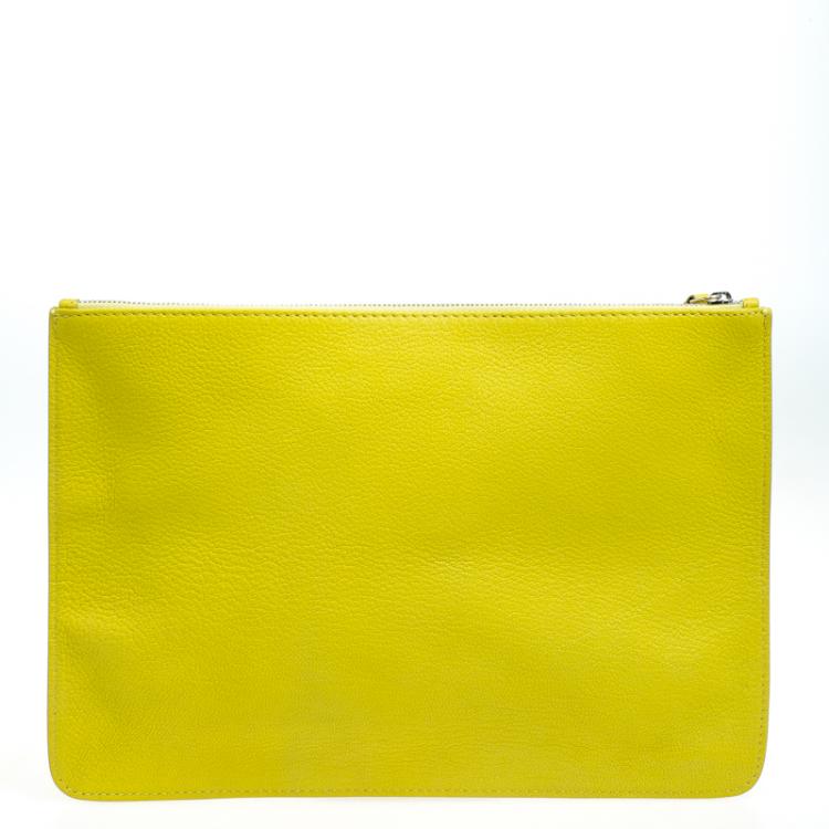 Pre Owned Givenchy Yellow Leather Pouch
