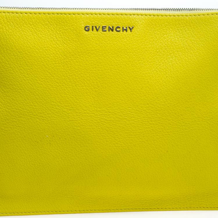Pre Owned Givenchy Yellow Leather Pouch