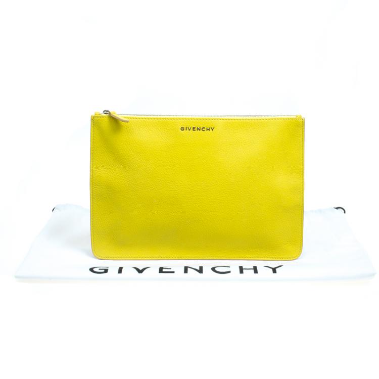 Pre Owned Givenchy Yellow Leather Pouch