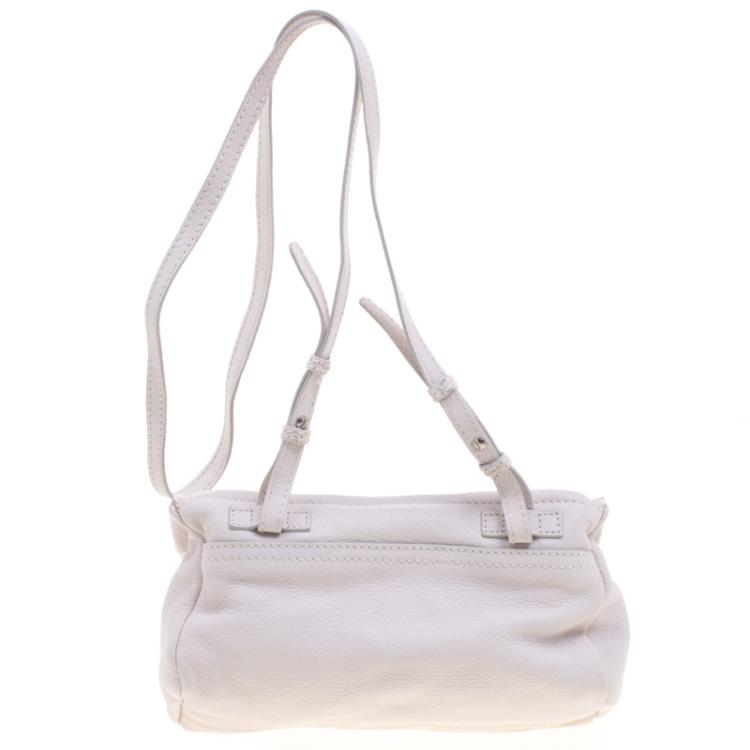 Pre Owned Givenchy Off White Leather Mini Pandora Pouch