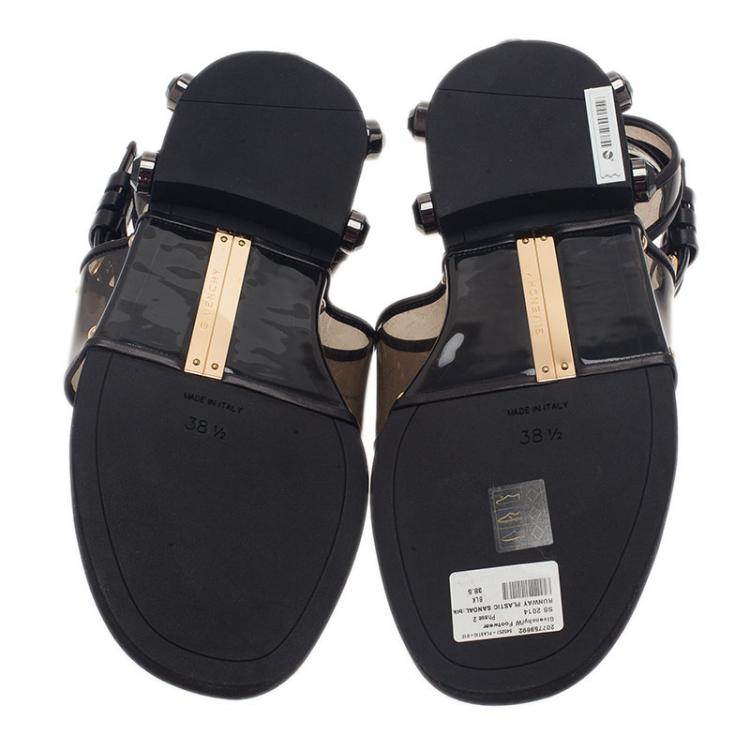 Pre Owned Givenchy Black Embellished PVC Heel Sandals Size 38.5