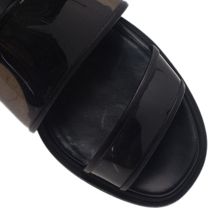 Pre Owned Givenchy Black Embellished PVC Heel Sandals Size 38.5