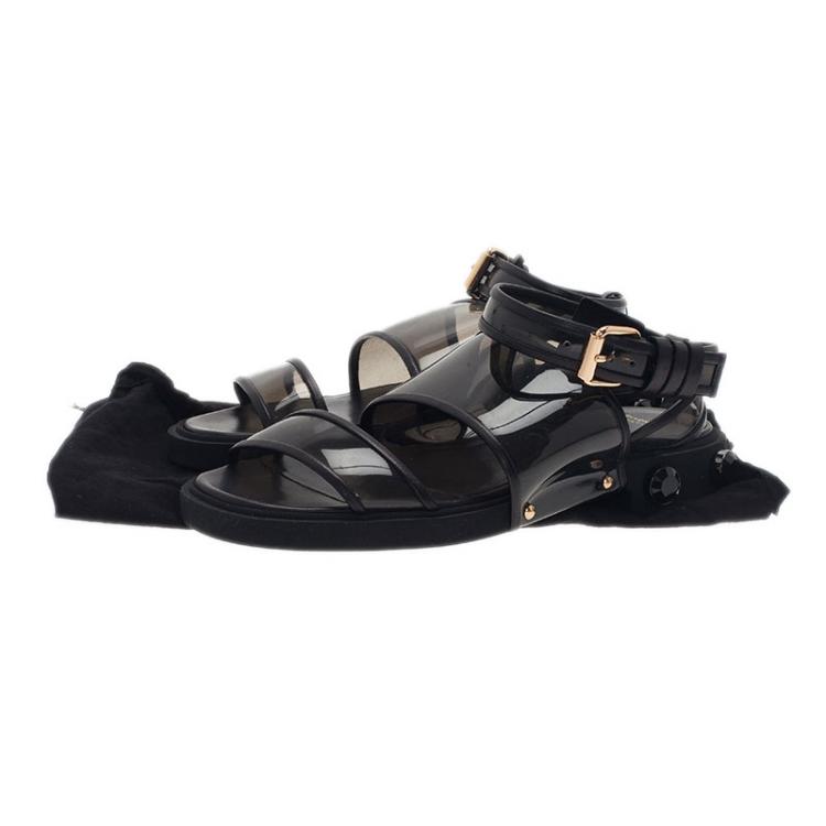 Pre Owned Givenchy Black Embellished PVC Heel Sandals Size 38.5