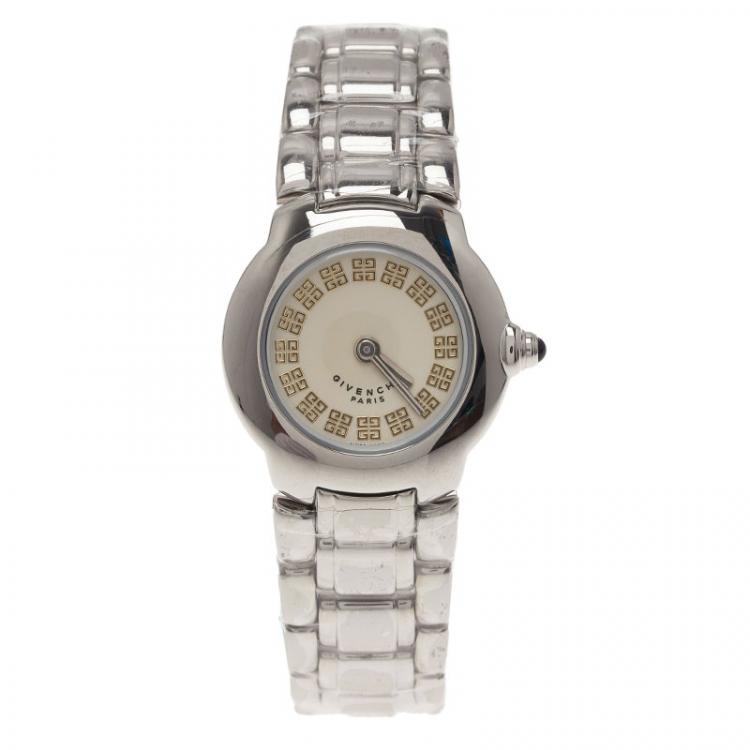 Pre Owned Givenchy Cream Stainless Steel Helanga Women's Wristwatch 26MM
