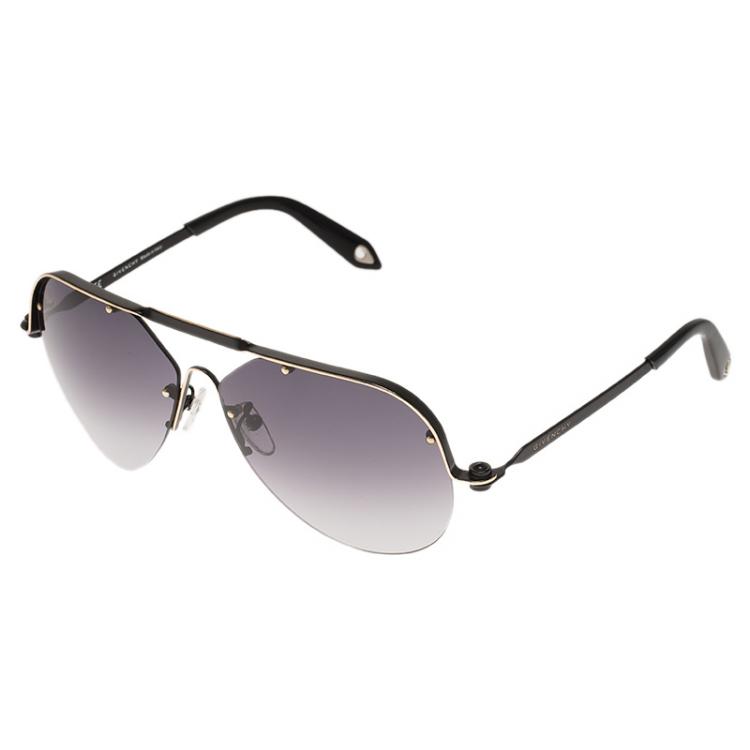 Pre Owned Givenchy Silver and Black SGVA51 Shield Sunglasses