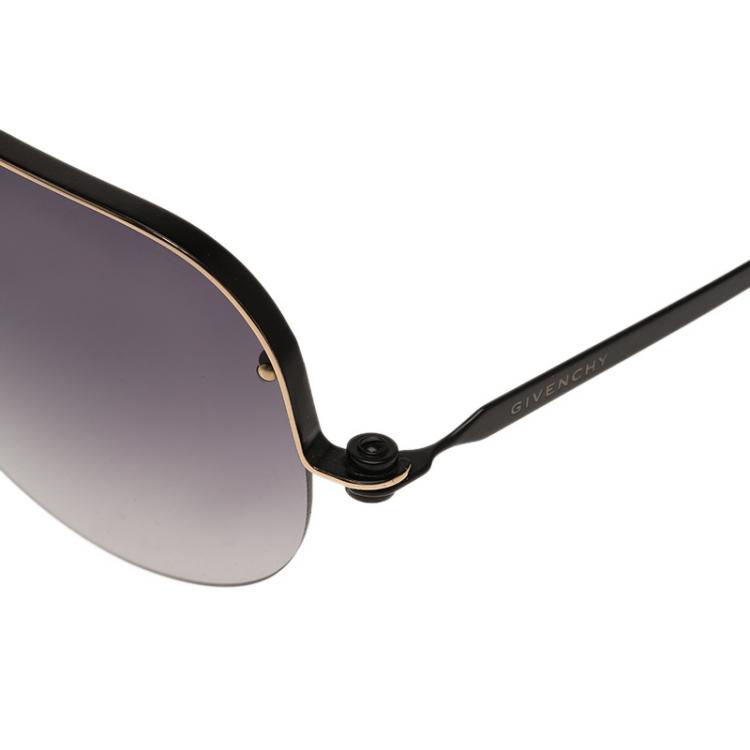 Pre Owned Givenchy Silver and Black SGVA51 Shield Sunglasses