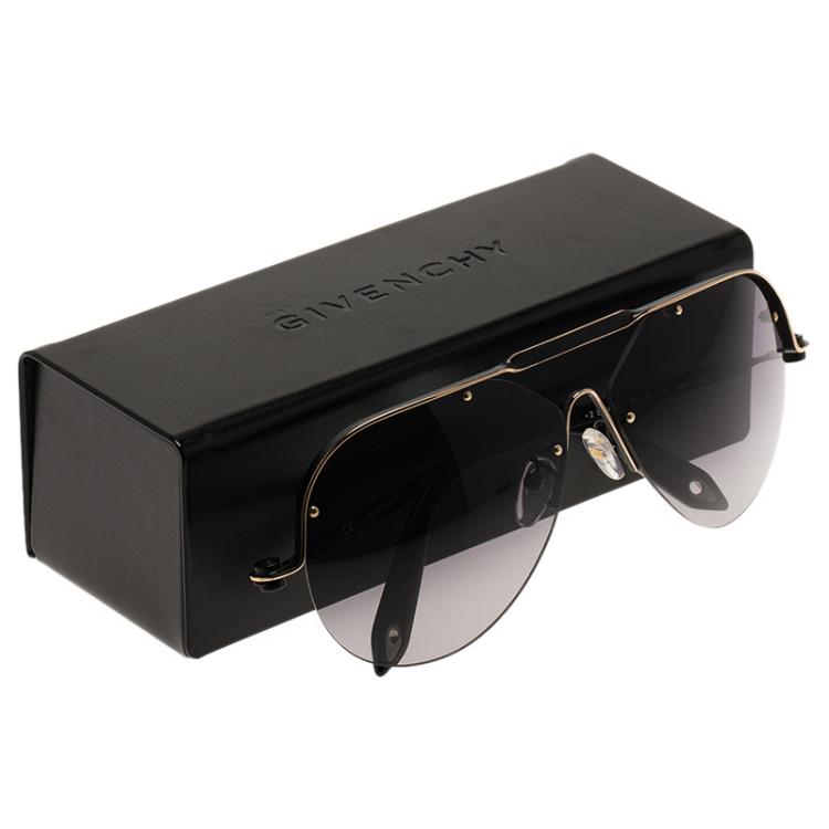 Pre Owned Givenchy Silver and Black SGVA51 Shield Sunglasses