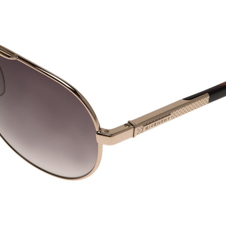 Pre Owned Givenchy Gold and Brown SGV456 Aviator Sunglasses