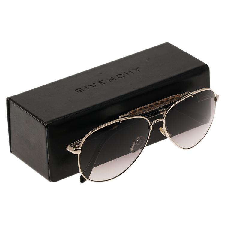 Pre Owned Givenchy Gold and Black SGV461V Aviator Sunglasses 