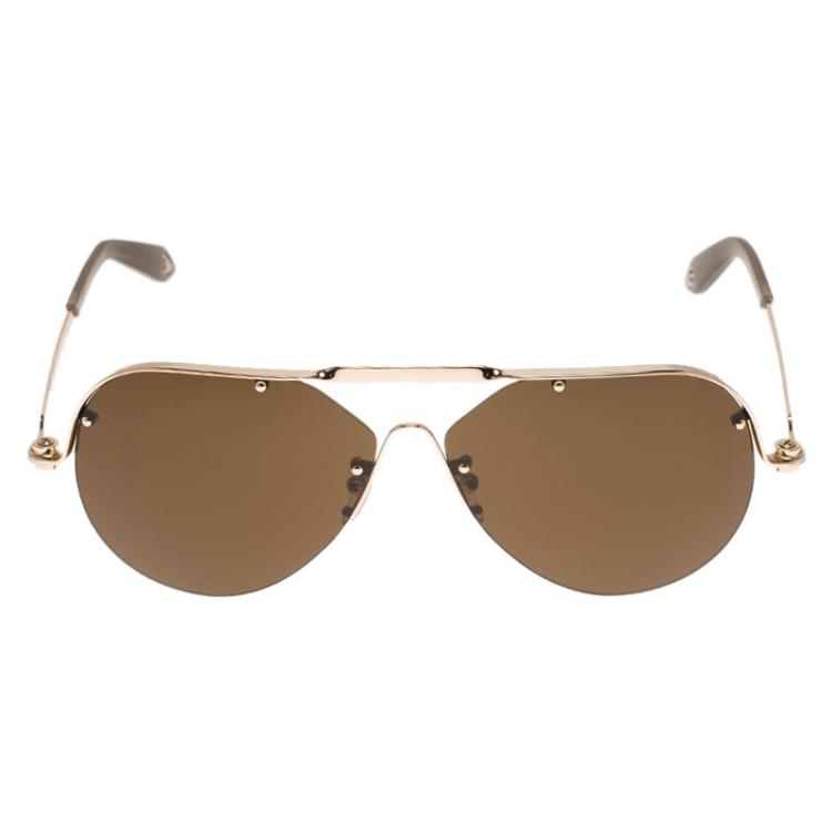 Pre Owned Givenchy Rose Gold SGVA51 Shield Sunglasses